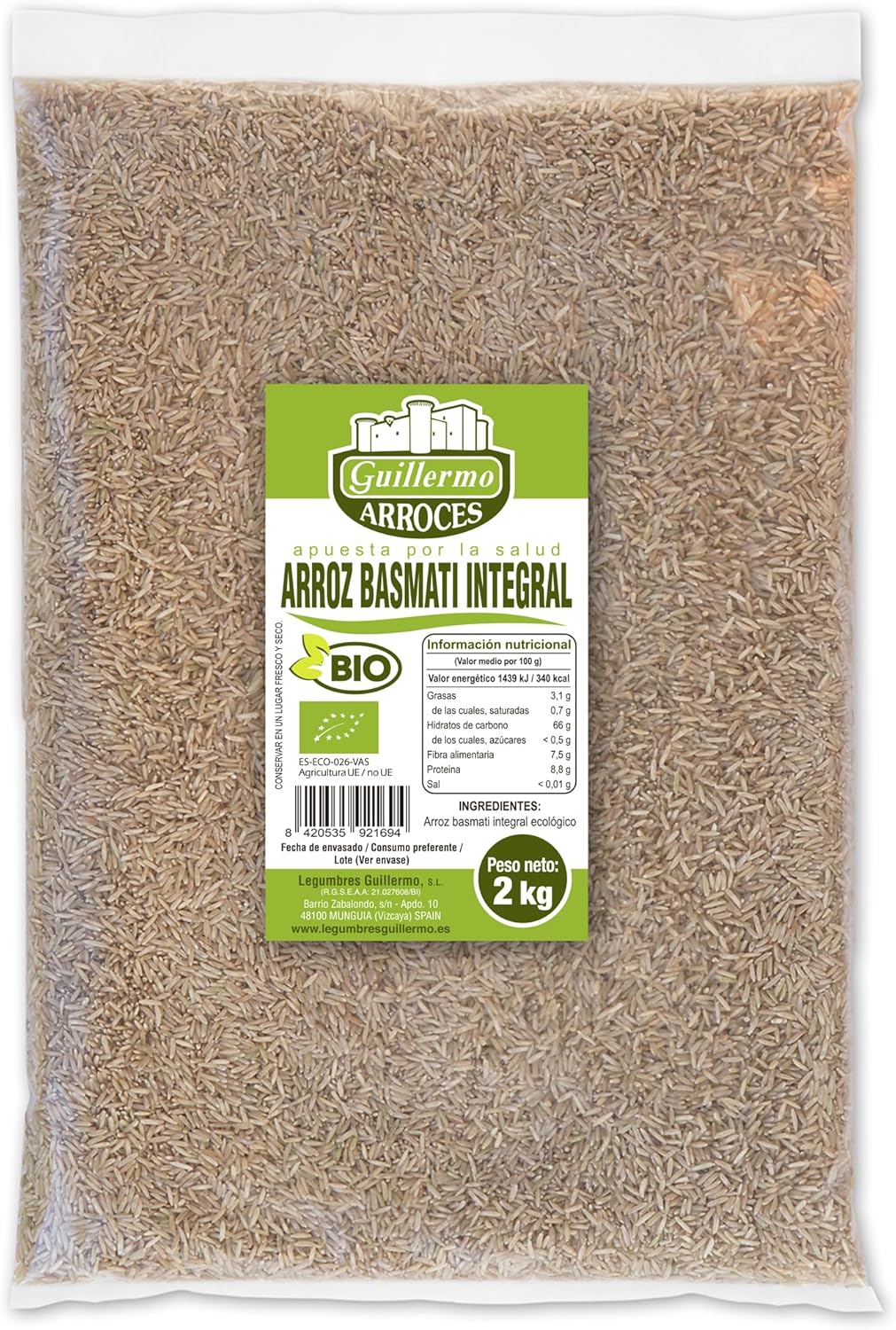 Arroz basmati integral BIO - Bolsa 2 kg. | 100% ecológico