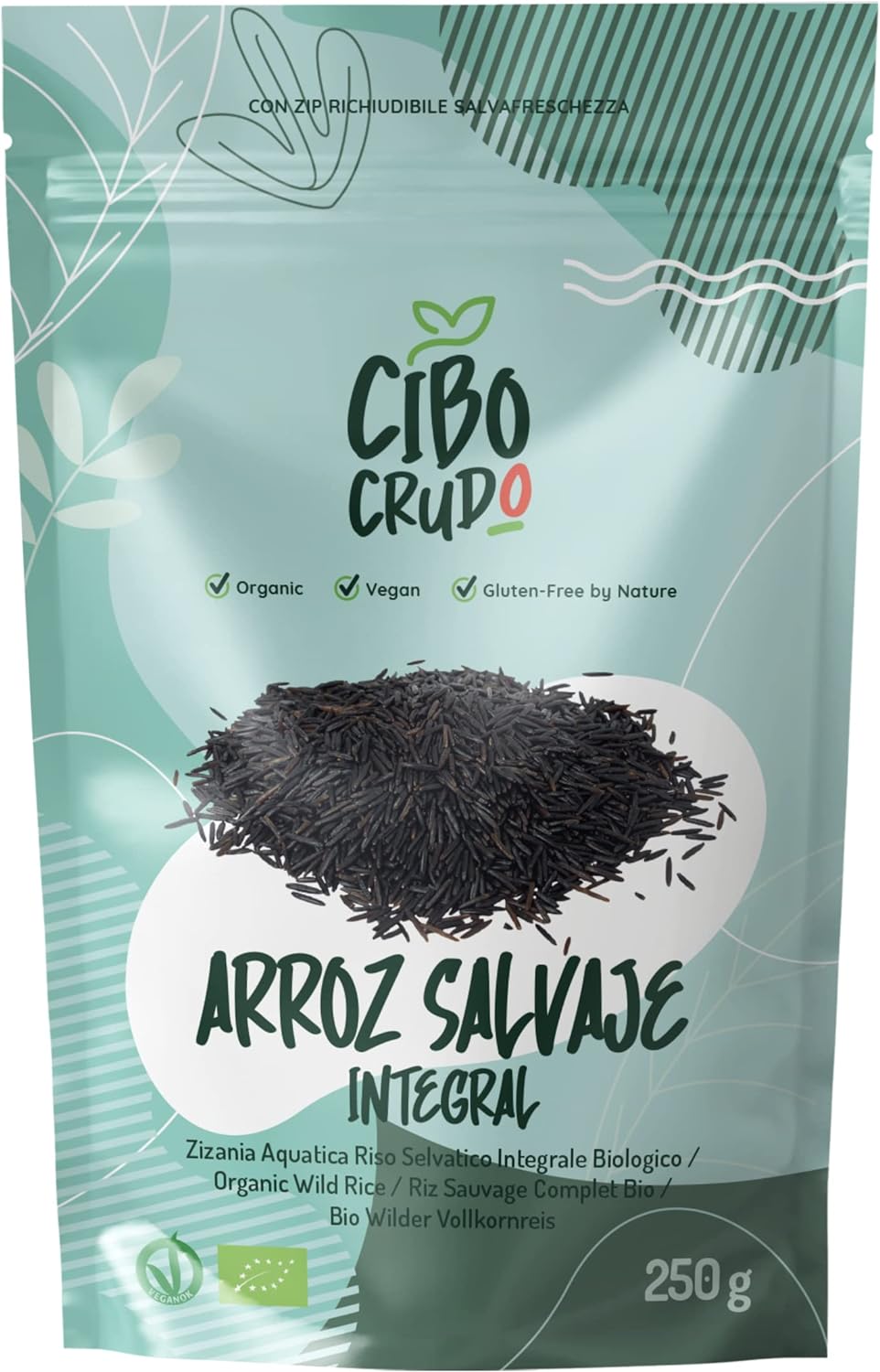 Arroz Salvaje Integral Ecológico - 250g. Zizania Aquatica o Arroz Negro Salvaje.